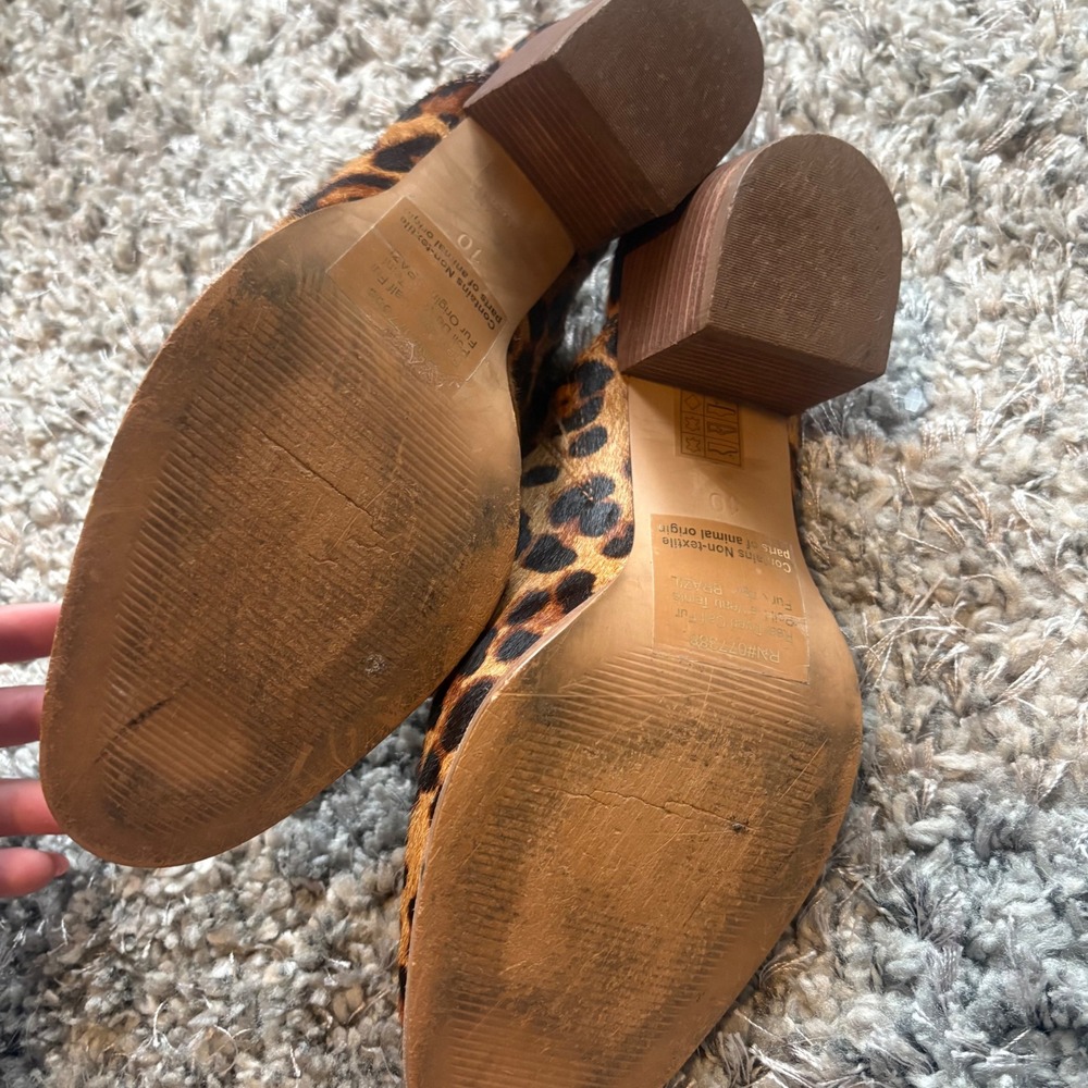 Madewell The Harper Mule Leopard Calf Hair Block Heel K4919 Brown Tan Size 10 - Picture 5 of 7